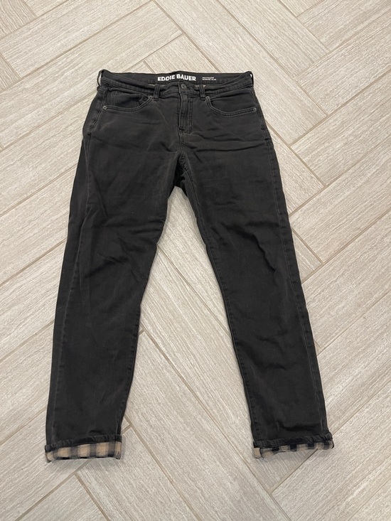 Eddie Bauer Denim - Eddie Bauer Boyfriend Flannel Lined Black Jeans